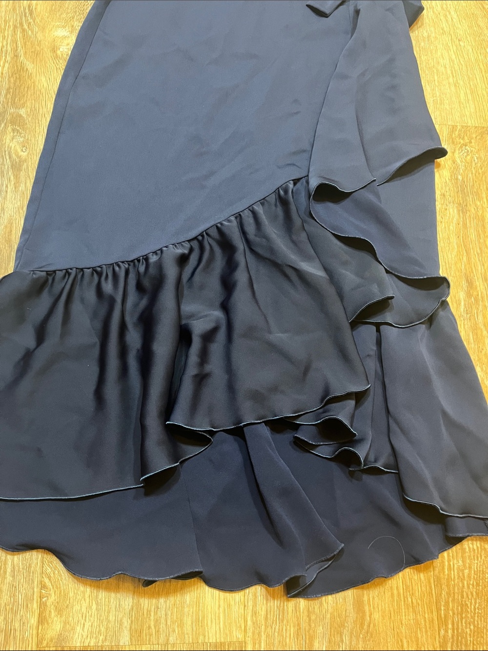 Zara Basic Navy Blue Wrap Midi Skirt Small S Ruffle - Picture 5 of 15